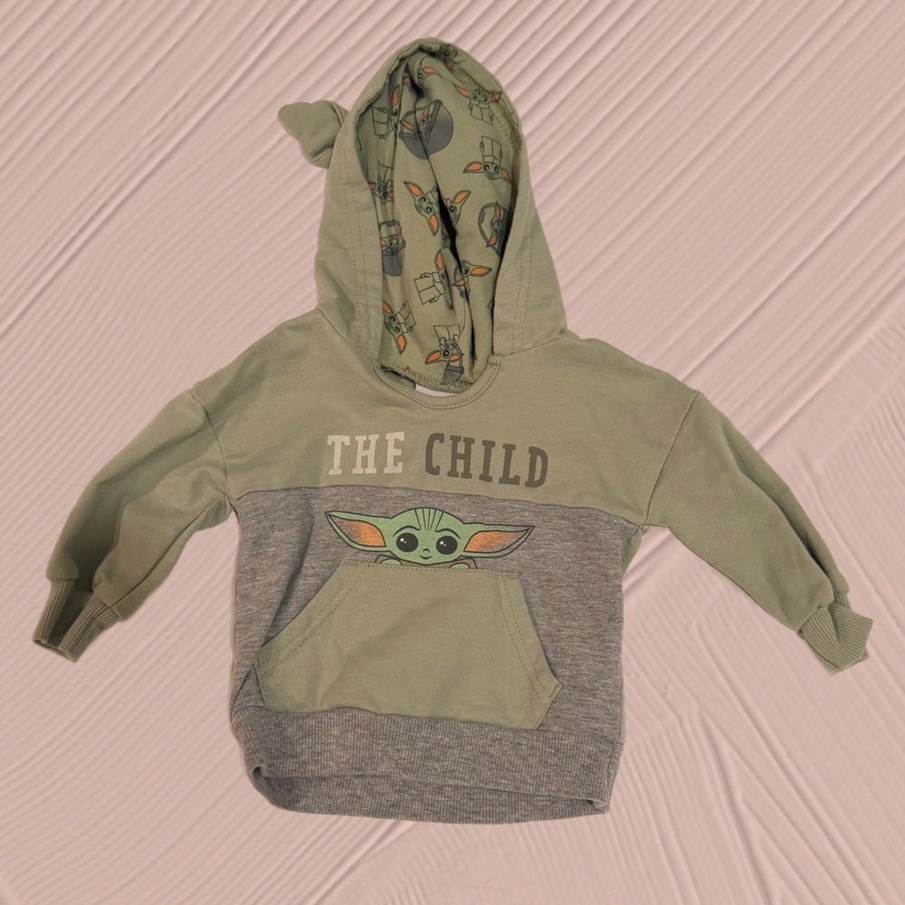 Star Wars The Child Green & Gray Hooded Baby Sweatshirt (6-9M)